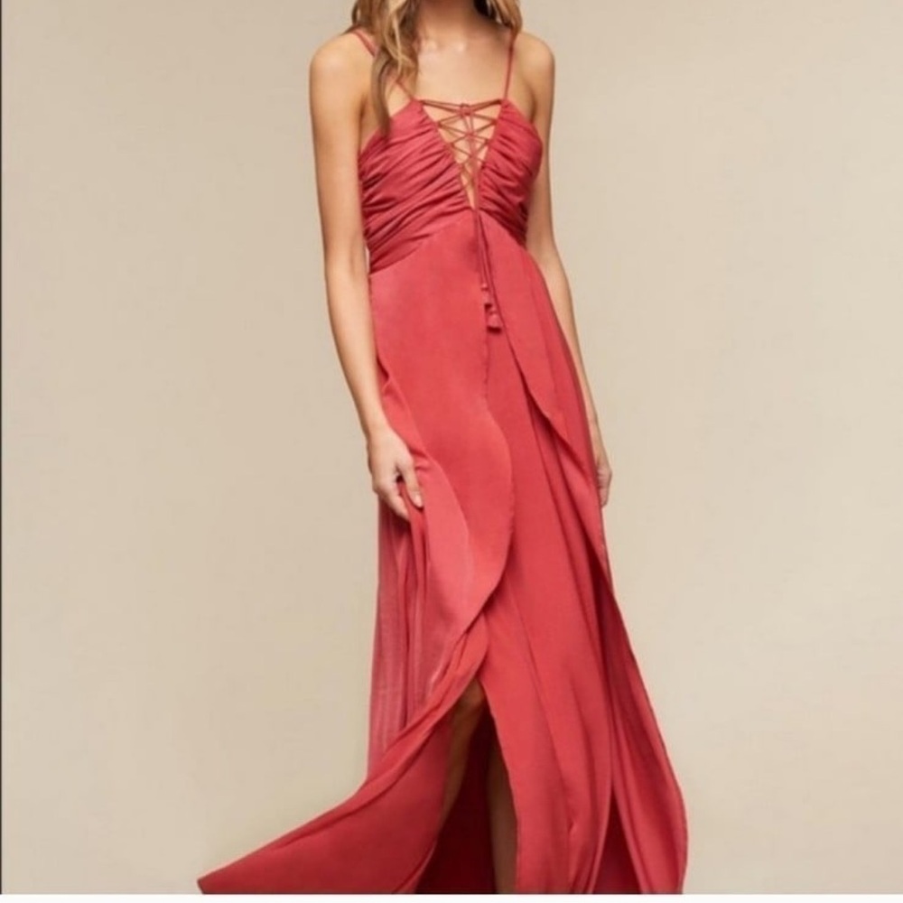 The Jetset Diaries Coral Maxi Dress xs lace up goddess